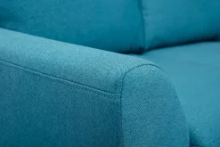 Miliboo Canapé Design|Voir Tous Les Canapés-Canapé scandinave 2 places en tissu bleu canard et bois clair ALICE