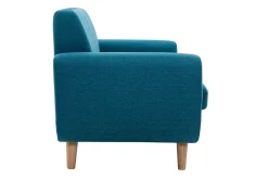 Miliboo Canapé Design|Voir Tous Les Canapés-Canapé scandinave 2 places en tissu bleu canard et bois clair PURE