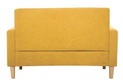 Miliboo Canapé Design|Voir Tous Les Canapés-Canapé scandinave 2 places en tissu effet velours jaune moutarde et bois clair MOON