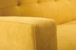 Miliboo Canapé Design|Voir Tous Les Canapés-Canapé scandinave 2 places en tissu effet velours jaune moutarde et bois clair MOON