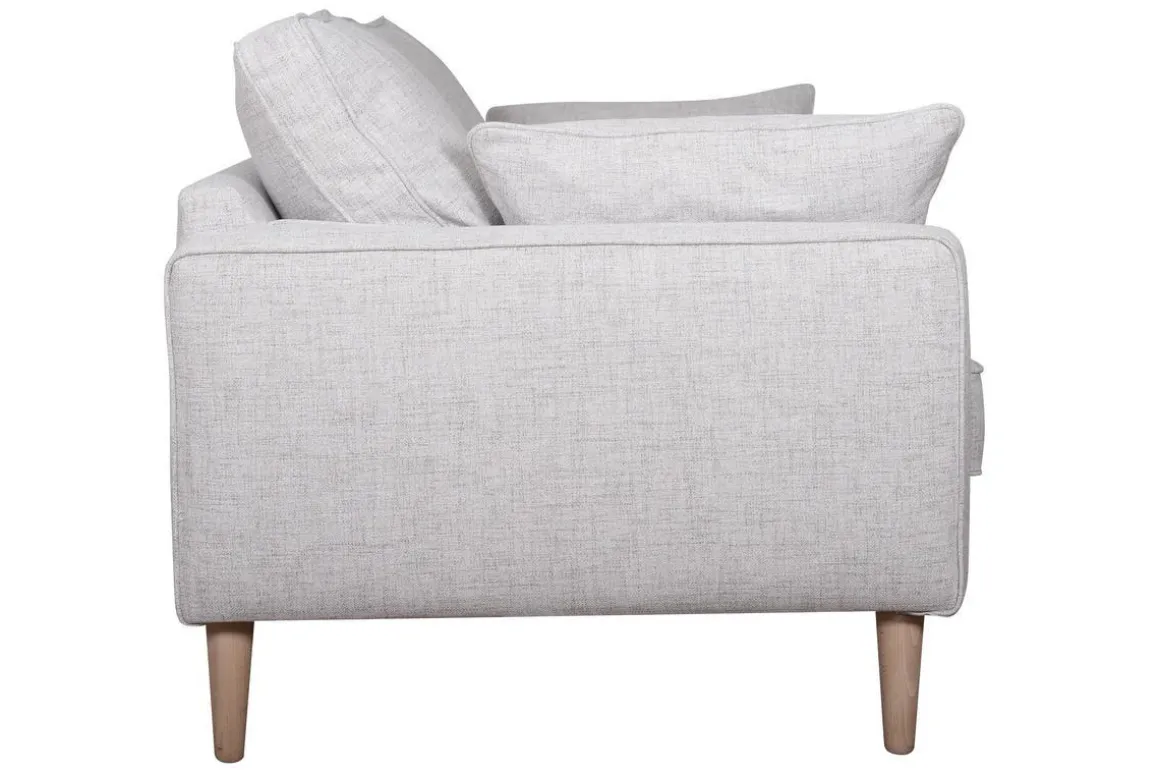 Miliboo Canapé Design|Voir Tous Les Canapés-Canapé scandinave 3 places en tissu gris clair et bois clair PAPEL