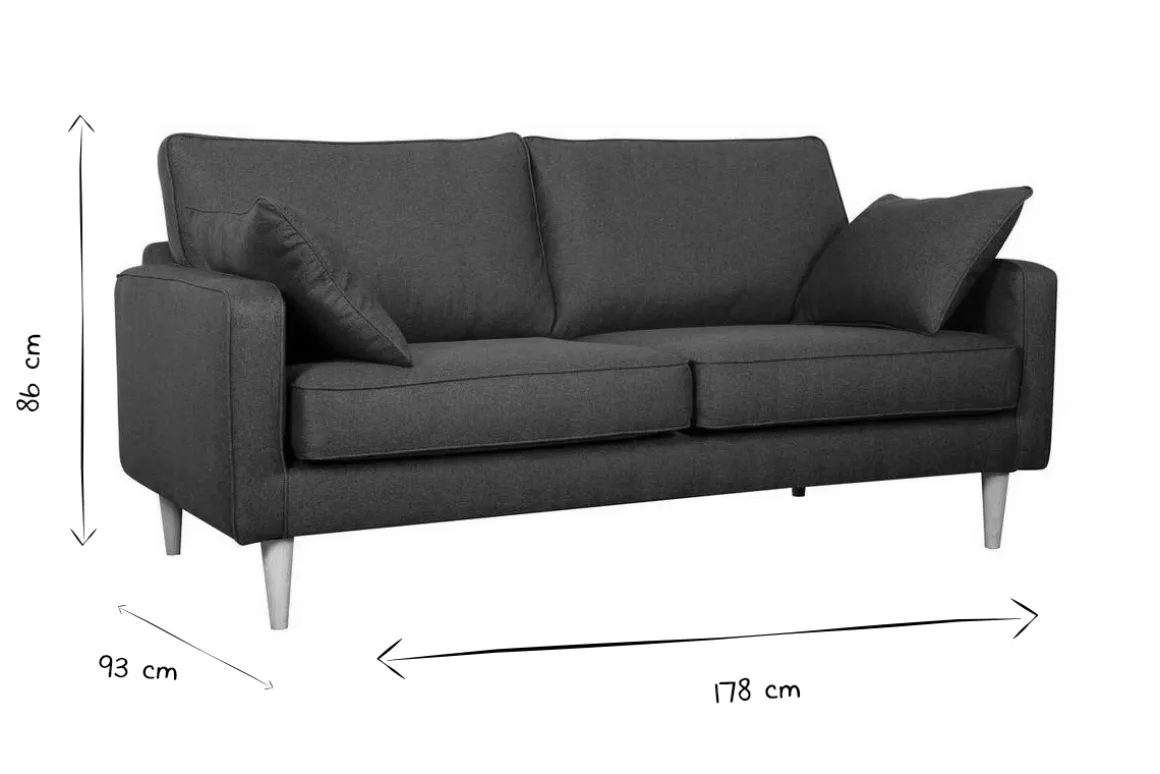 Miliboo Canapé Design|Voir Tous Les Canapés-Canapé scandinave 3 places en tissu gris clair et bois clair PAPEL