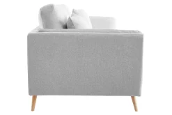 Miliboo Canapé Design|Voir Tous Les Canapés-Canapé scandinave 3 places en tissu gris clair et bois clair VOGUE