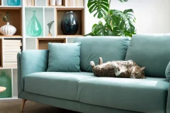 Miliboo Canapé Design|Voir Tous Les Canapés-Canapé scandinave 3 places en tissu gris clair et bois clair VOGUE