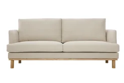 Miliboo Canapé Design|Voir Tous Les Canapés-Canapé scandinave 3 places en tissu beige et bois clair HOBART