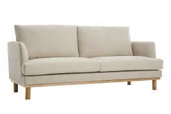 Miliboo Canapé Design|Voir Tous Les Canapés-Canapé scandinave 3 places en tissu beige et bois clair HOBART