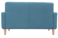Miliboo Canapé Design|Voir Tous Les Canapés-Canapé scandinave 2 places en tissu bleu canard et bois clair LUNA