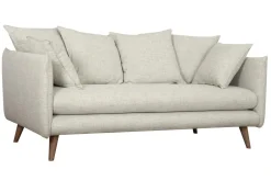 Miliboo Canapé Design|Voir Tous Les Canapés-Canapé scandinave 3 places en tissu beige et bois clair OLYMPIA