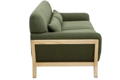 Miliboo Canapé Design|Voir Tous Les Canapés-Canapé scandinave 3 places en tissu vert kaki et bois clair YOKO