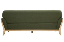 Miliboo Canapé Design|Voir Tous Les Canapés-Canapé scandinave 3 places en tissu vert kaki et bois clair YOKO