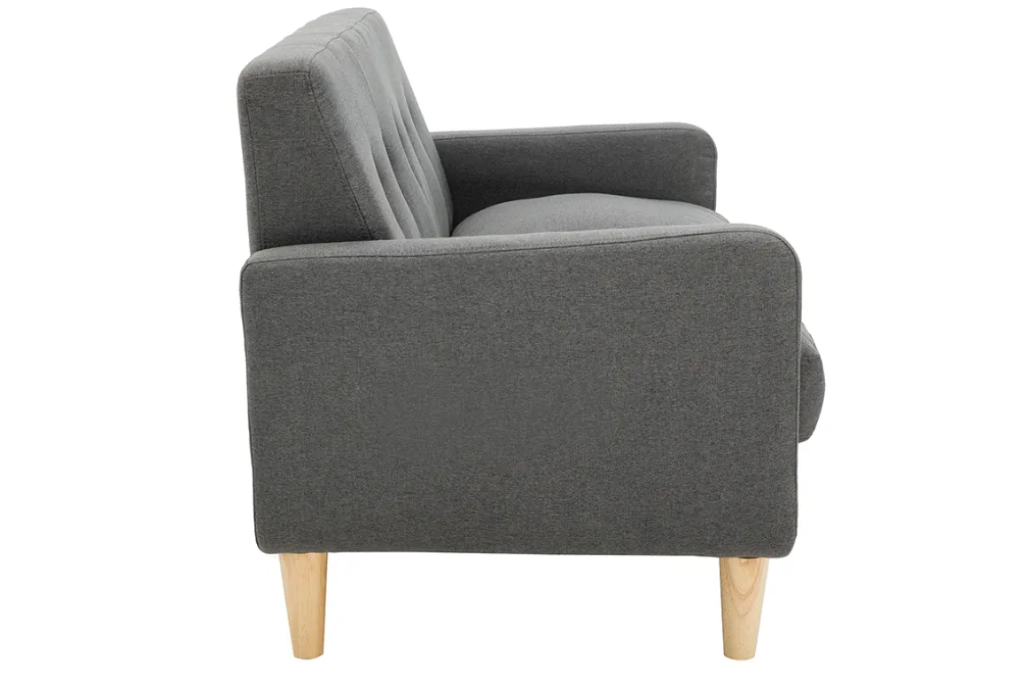 Miliboo Canapé Design|Voir Tous Les Canapés-Canapé scandinave 2 places en tissu gris foncé et bois clair LUNA