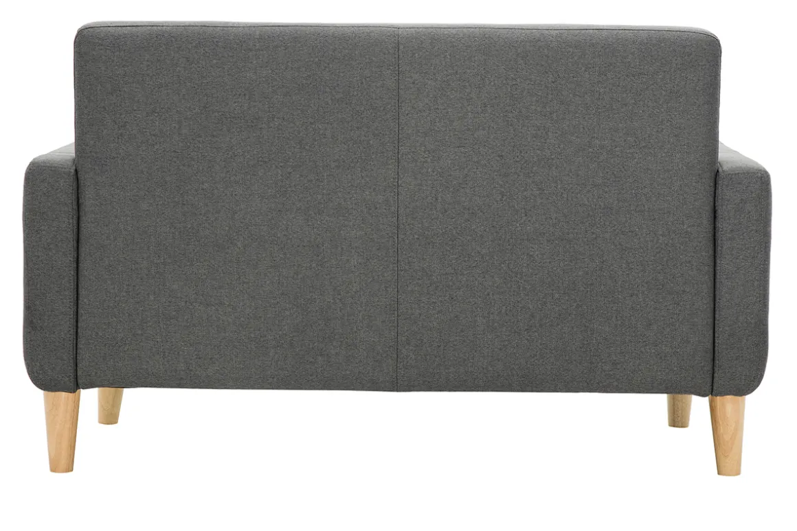 Miliboo Canapé Design|Voir Tous Les Canapés-Canapé scandinave 2 places en tissu gris foncé et bois clair LUNA