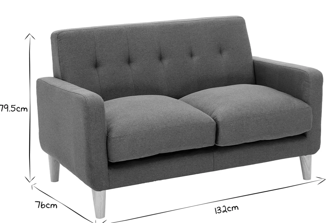 Miliboo Canapé Design|Voir Tous Les Canapés-Canapé scandinave 2 places en tissu gris foncé et bois clair LUNA