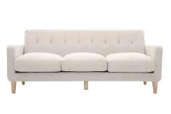 Miliboo Canapé Design|Voir Tous Les Canapés-Canapé scandinave 3 places en tissu beige et bois clair LUNA