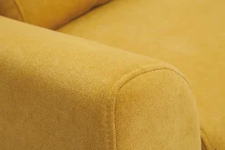 Miliboo Canapé Design|Voir Tous Les Canapés-Canapé scandinave 2 places en tissu effet velours jaune moutarde et bois clair EKTOR