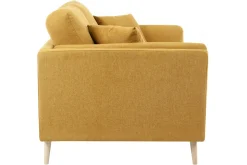 Miliboo Canapé Design|Voir Tous Les Canapés-Canapé scandinave 3 places en tissu jaune cumin et bois clair VOGUE