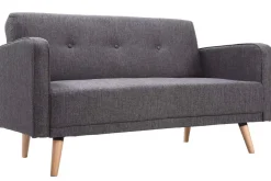 Miliboo Canapé Design|Voir Tous Les Canapés-Canapé scandinave 2 places en tissu gris foncé et bois clair ULLA