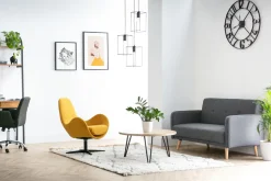 Miliboo Canapé Design|Voir Tous Les Canapés-Canapé scandinave 2 places en tissu gris foncé et bois clair ULLA