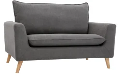 Miliboo Canapé Design|Voir Tous Les Canapés-Canapé scandinave 2 places en tissu effet velours gris clair et bois clair JONAS