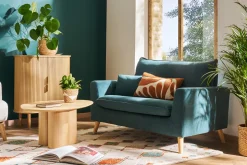 Miliboo Canapé Design|Voir Tous Les Canapés-Canapé scandinave 2 places en tissu effet velours gris clair et bois clair JONAS