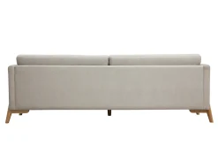 Miliboo Canapé Design|Voir Tous Les Canapés-Canapé scandinave 4 places en tissu effet velours texturé beige et bois clair SINDRO
