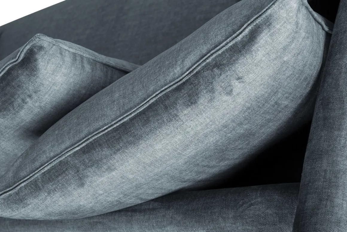 Miliboo Canapé Design|Voir Tous Les Canapés-Canapé scandinave 3 places en tissu velours bleu gris et bois clair OLYMPIA