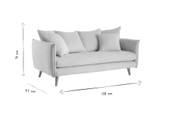 Miliboo Canapé Design|Voir Tous Les Canapés-Canapé scandinave 3 places en tissu velours bleu gris et bois clair OLYMPIA