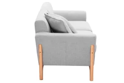 Miliboo Canapé Design|Voir Tous Les Canapés-Canapé scandinave 3 places en tissu effet velours texturé gris clair et bois clair ASAKO