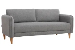 Miliboo Canapé Design|Voir Tous Les Canapés-Canapé scandinave 3 places en tissu gris clair et bois clair KURT