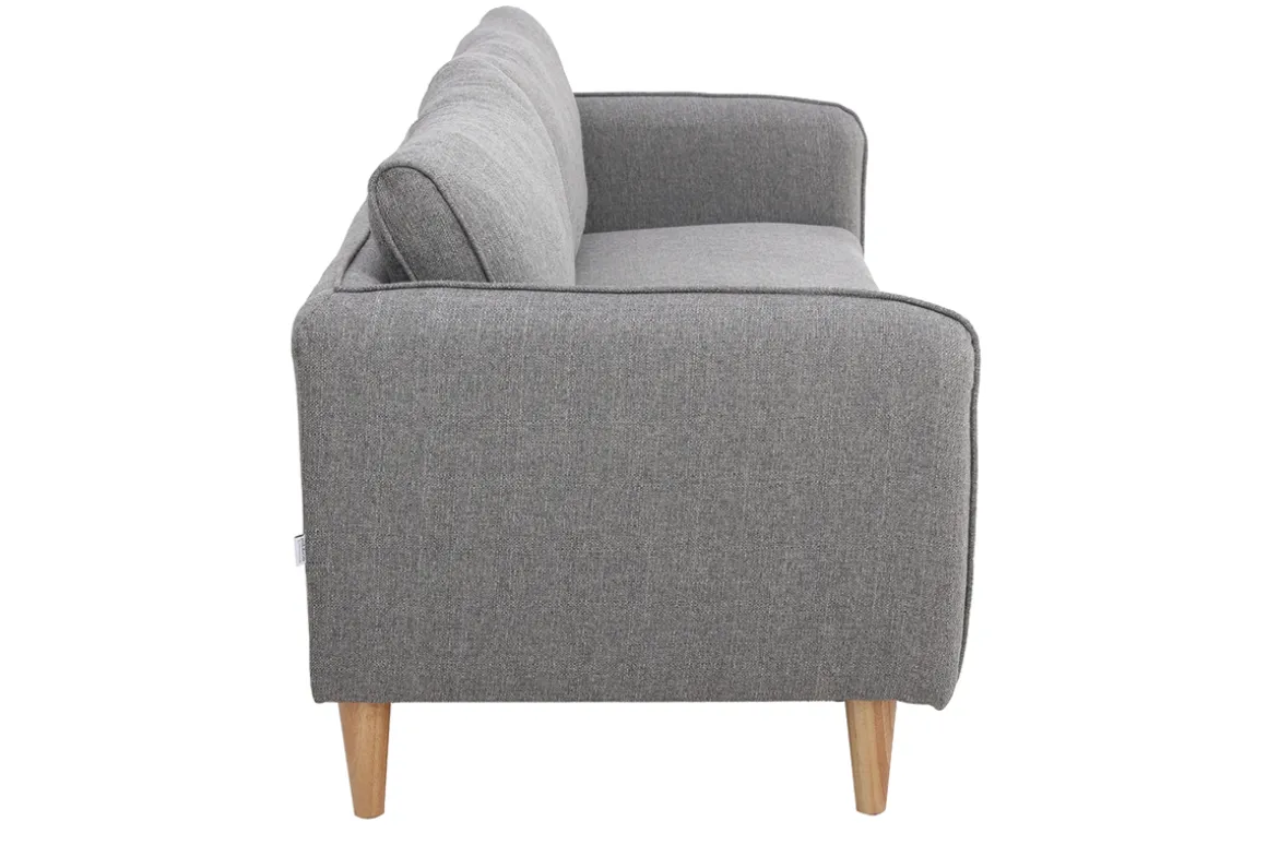 Miliboo Canapé Design|Voir Tous Les Canapés-Canapé scandinave 3 places en tissu gris clair et bois clair KURT