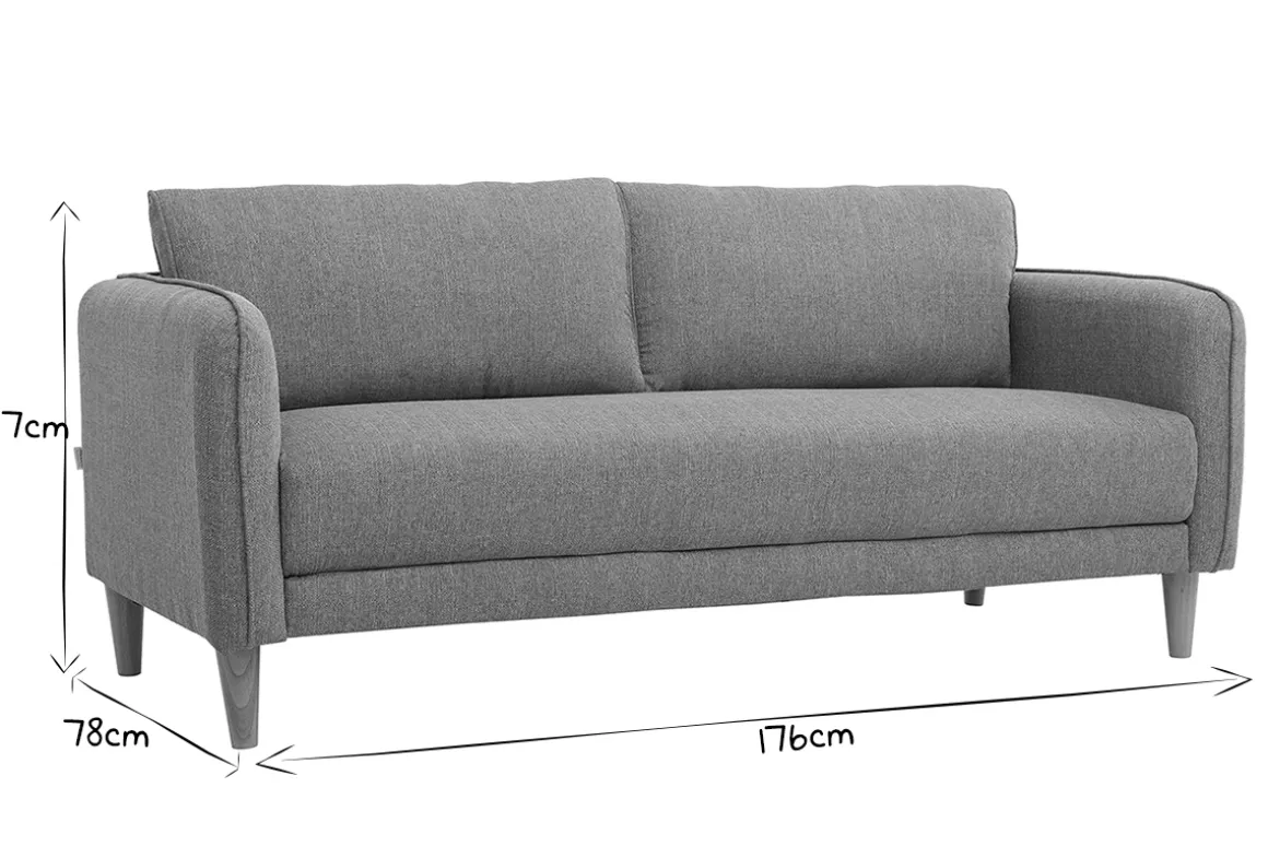 Miliboo Canapé Design|Voir Tous Les Canapés-Canapé scandinave 3 places en tissu gris clair et bois clair KURT