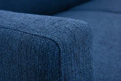 Miliboo Canapé Design|Voir Tous Les Canapés-Canapé scandinave 2 places en tissu bleu foncé et bois foncé MOON