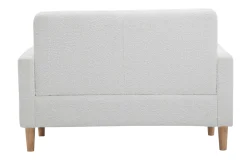 Miliboo Canapé Design|Voir Tous Les Canapés-Canapé scandinave 2 places en tissu effet laine bouclée blanc et bois clair MOON