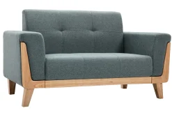Miliboo Canapé Design|Voir Tous Les Canapés-Canapé scandinave 2 places en tissu vert de gris et bois clair FJORD