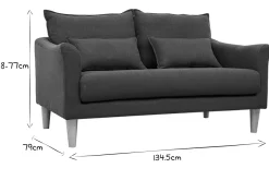 Miliboo Canapé Design|Voir Tous Les Canapés-Canapé scandinave 2 places en tissu bleu canard et bois clair KATE