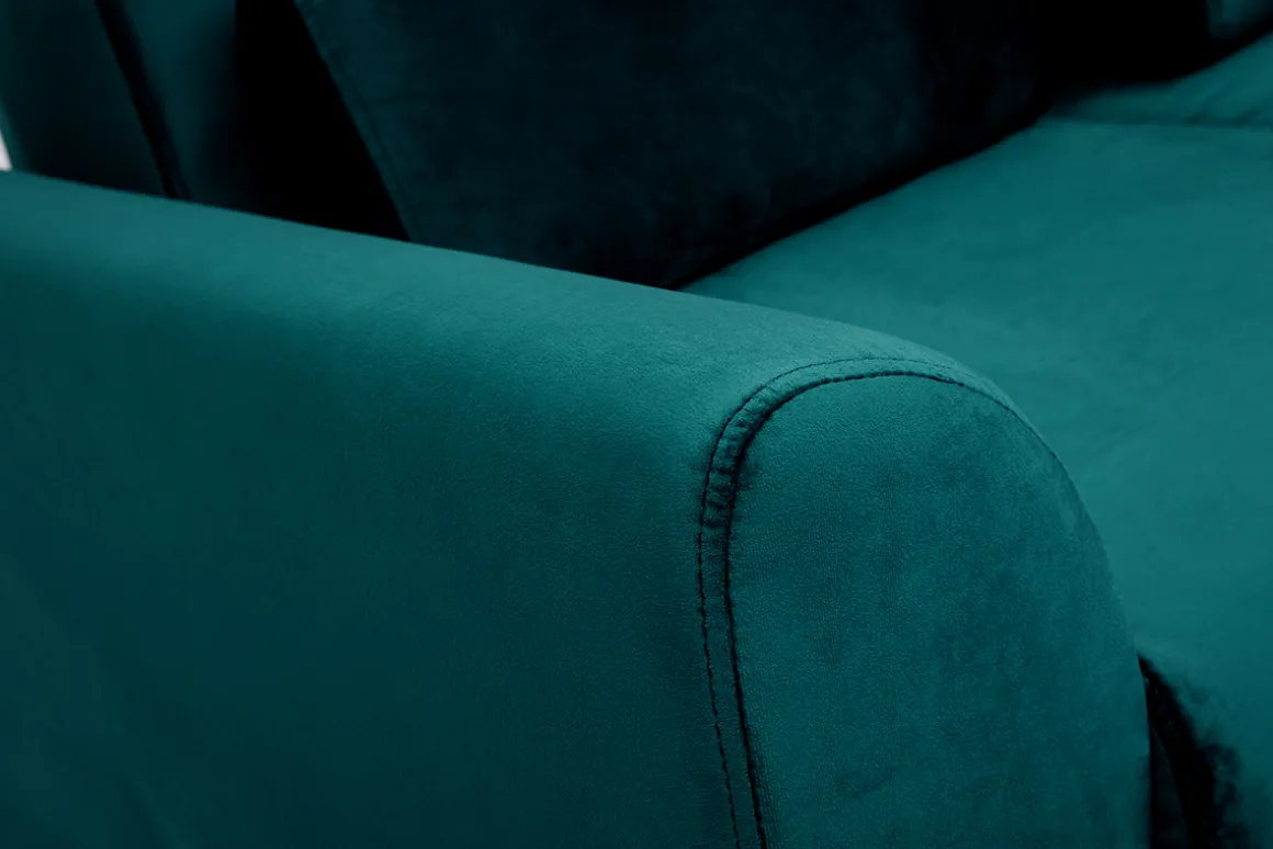 Miliboo Canapé Design|Voir Tous Les Canapés-Canapé scandinave 2 places en tissu velours bleu pétrole et bois clair EKTOR