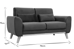 Miliboo Canapé Design|Voir Tous Les Canapés-Canapé scandinave 2 places en tissu velours bleu pétrole et bois clair EKTOR