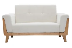 Miliboo Canapé Design|Voir Tous Les Canapés-Canapé scandinave 2 places en tissu blanc cassé et bois clair FJORD