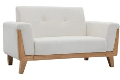 Miliboo Canapé Design|Voir Tous Les Canapés-Canapé scandinave 2 places en tissu blanc cassé et bois clair FJORD