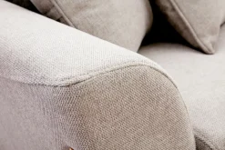 Miliboo Canapé Design|Voir Tous Les Canapés-Canapé scandinave 3 places en tissu effet velours texturé beige et bois clair ASAKO