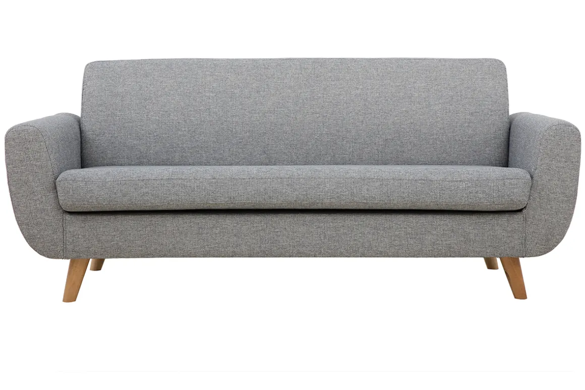 Miliboo Canapé Design|Voir Tous Les Canapés-Canapé scandinave 3 places en tissu gris clair et bois clair PURE