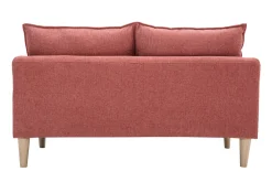 Miliboo Canapé Design|Voir Tous Les Canapés-Canapé scandinave 2 places en tissu effet velours texturé terracotta et bois clair KATE
