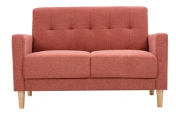 Miliboo Canapé Design|Voir Tous Les Canapés-Canapé scandinave 2 places en tissu effet velours texturé terracotta et bois clair MOON