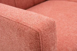 Miliboo Canapé Design|Voir Tous Les Canapés-Canapé scandinave 2 places en tissu effet velours texturé terracotta et bois clair MOON