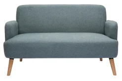 Miliboo Canapé Design|Voir Tous Les Canapés-Canapé scandinave 2 places en tissu vert de gris et bois clair ISKO