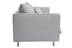 Miliboo Canapé Design|Voir Tous Les Canapés-Canapé scandinave 3 places en tissu effet velours texturé beige et bois clair CLAYTON