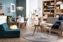 Miliboo Canapé Design|Voir Tous Les Canapés-Canapé scandinave 2 places en tissu gris clair et bois clair LUNA