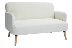 Miliboo Canapé Design|Voir Tous Les Canapés-Canapé scandinave 2 places en tissu effet laine bouclée blanc et bois clair ISKO