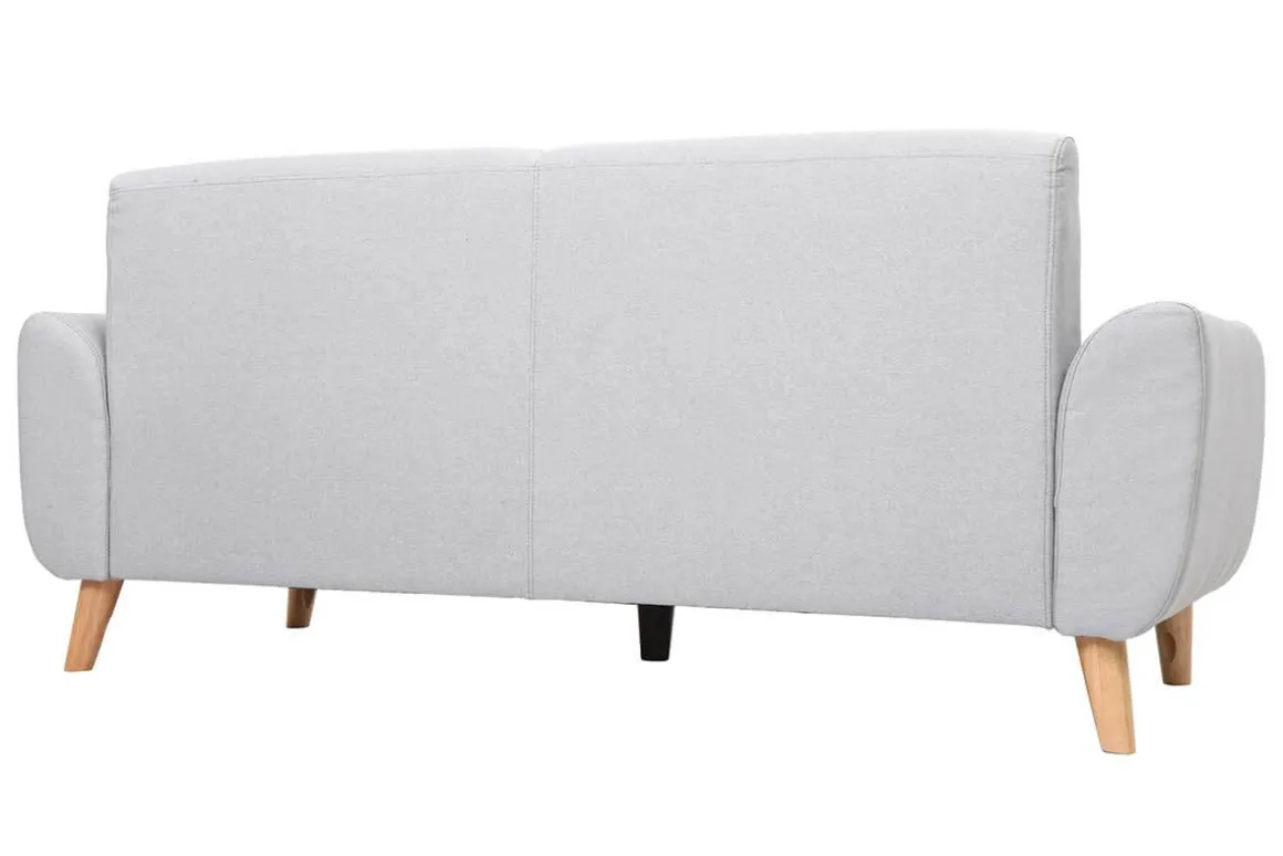 Miliboo Canapé Design|Voir Tous Les Canapés-Canapé scandinave 3 places en tissu gris clair et bois clair EKTOR