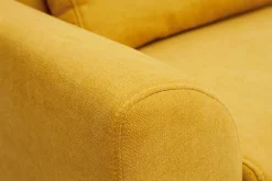 Miliboo Canapé Design|Voir Tous Les Canapés-Canapé scandinave 3 places en tissu effet velours jaune moutarde et bois clair EKTOR